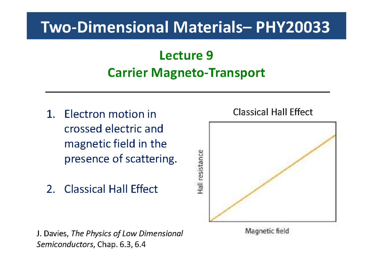 Lecture 9 Slides - Electron Motion In Crossed Electric And Magnetic ...