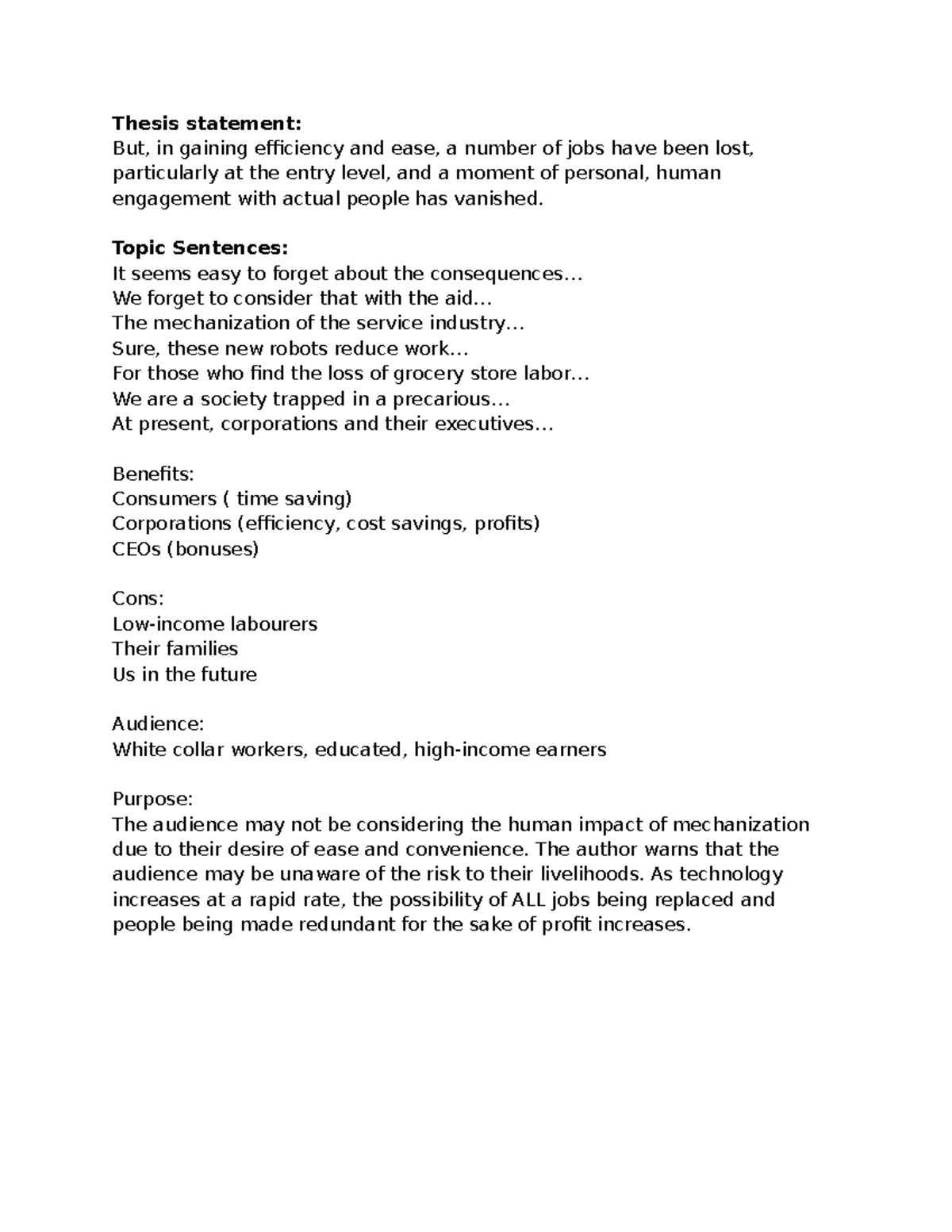 Backdraft Notes - Thesis statement: But, in gaining efficiency and ease ...