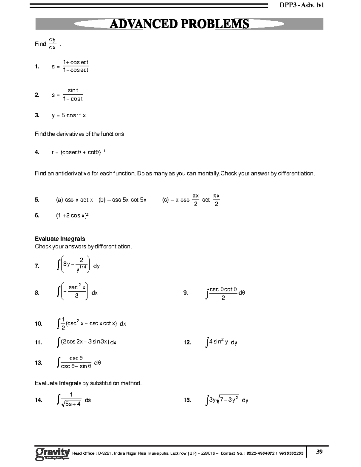 DPP 3 adv level - zcvfv - DPP3 - Adv. lvl Head Office : D-3221, Indira ...