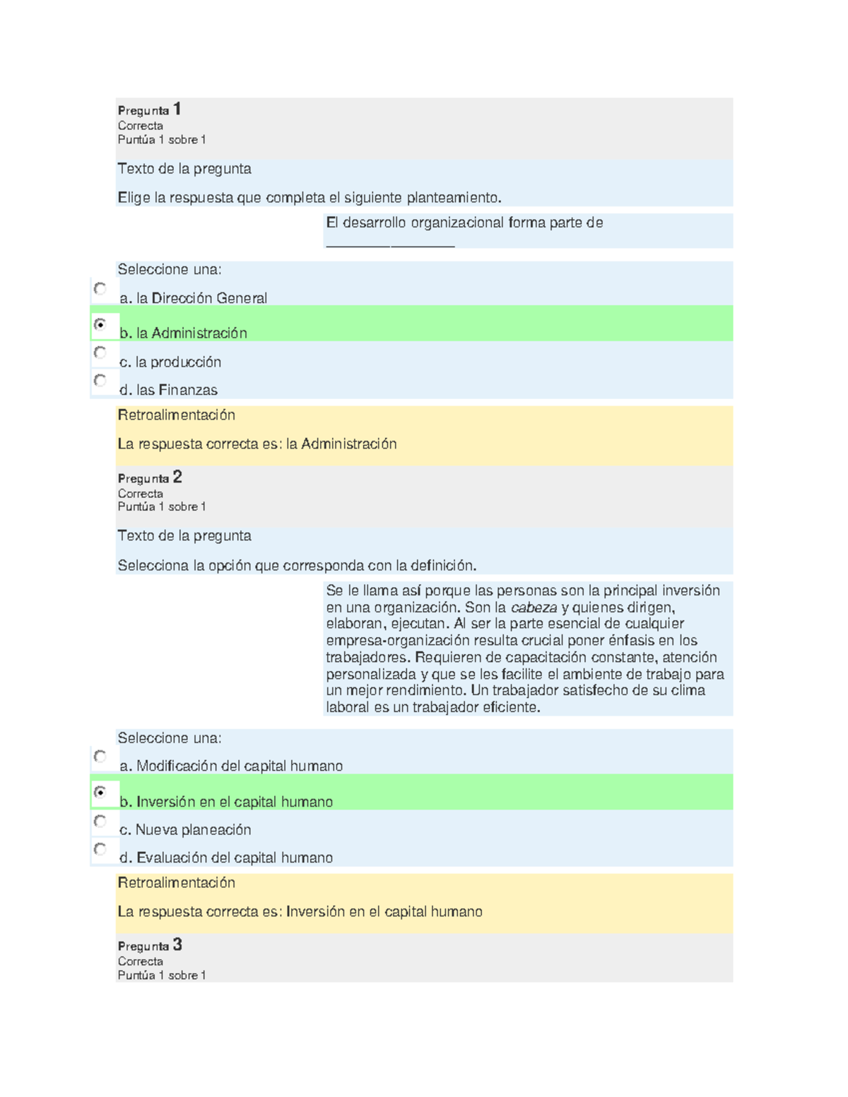 Intento 2 Examen 1 Desarrollo Organizacional - Pregunta 1 Correcta ...