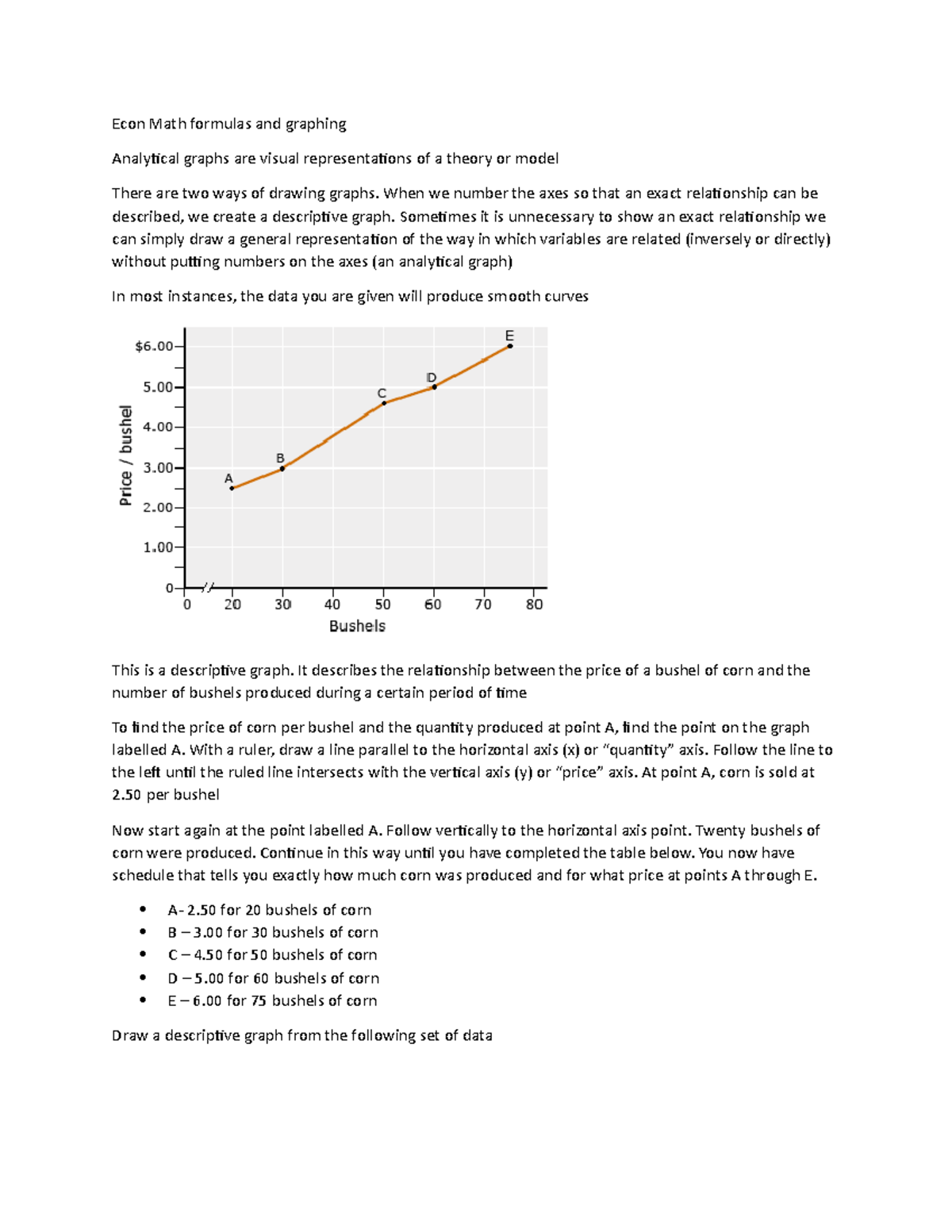 Econ midterm math - notes - Econ Math formulas and graphing Analytical