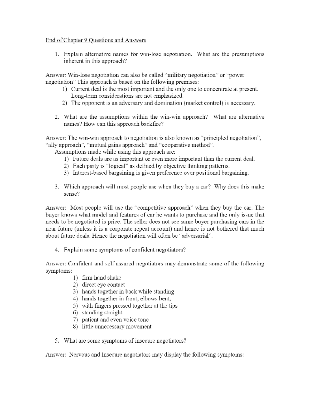End of Chapter 9 Questions and Answers - Explain alternative names for ...