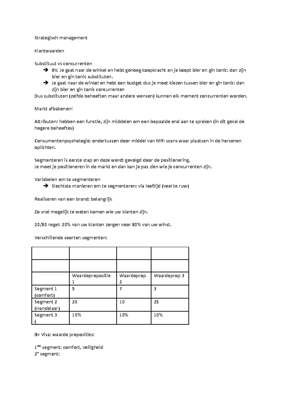 Strategisch management week 3 - Strategisch management Klantwaarden ...