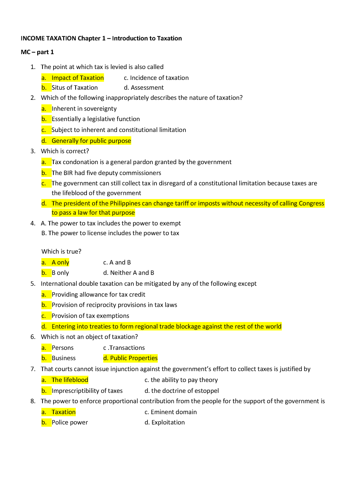 Income Taxation Reviewer Final - INCOME TAXATION Chapter 1 ...