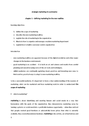 Chapter 2 - Strategic Marketing Planning - The essence of strategy is ...