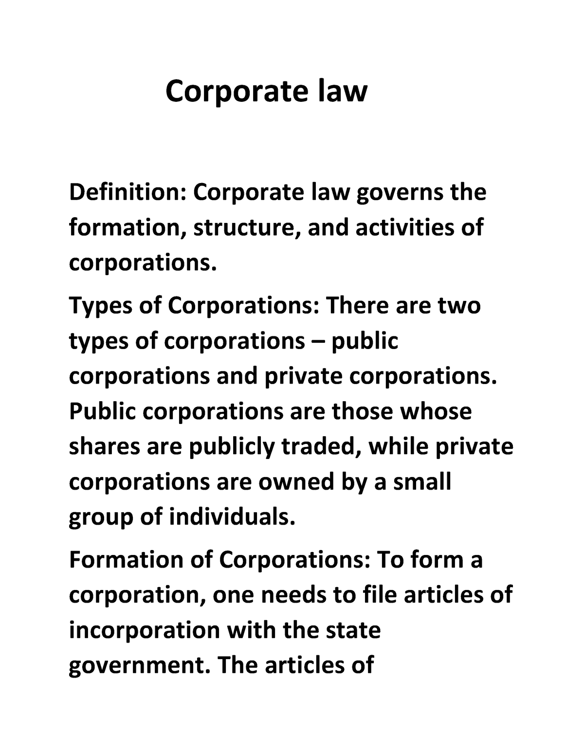 What Is A Corporate Law Definition