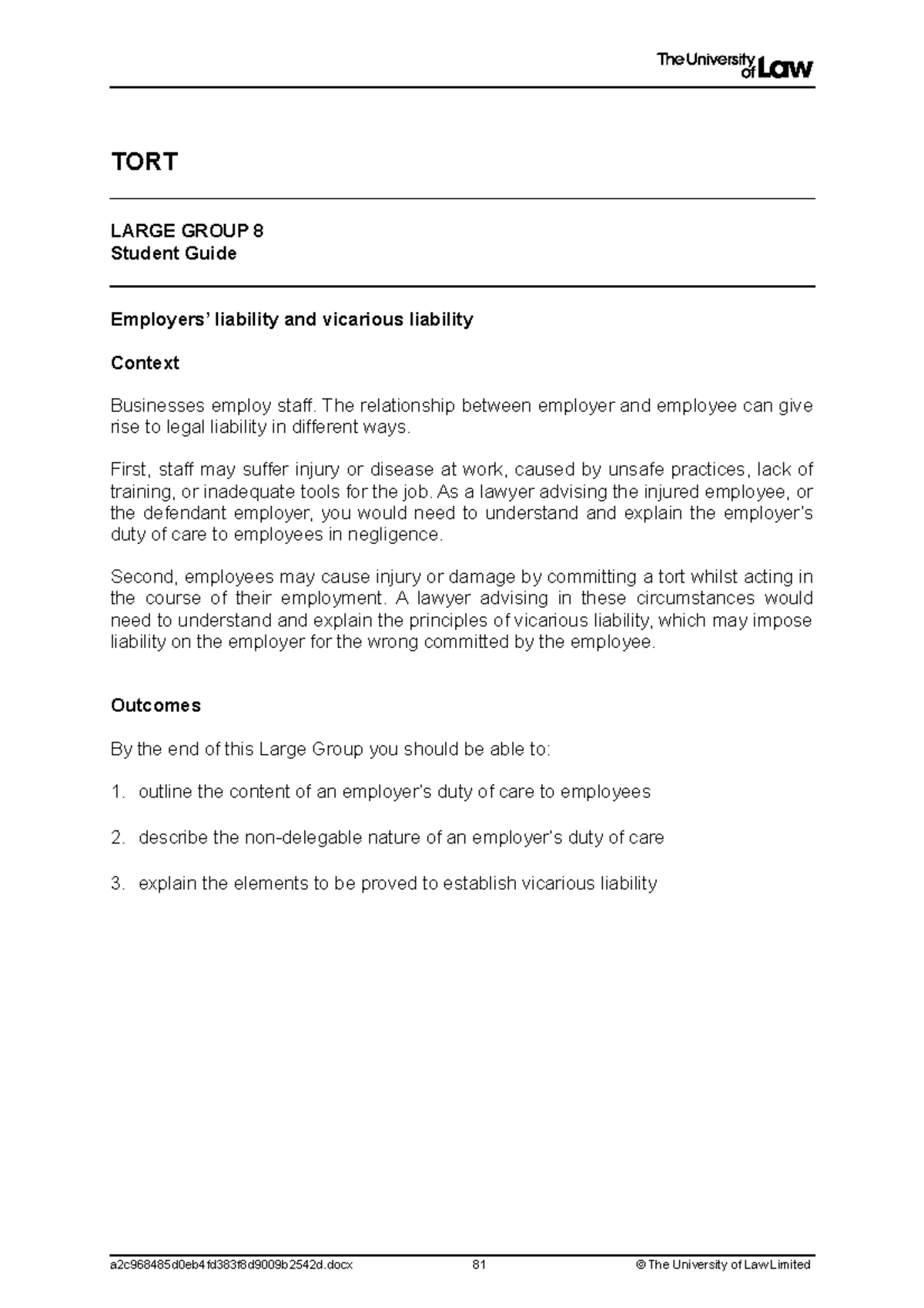 2021 tort lg08 ce01 student guide - TORT LARGE GROUP 8 Student Guide ...