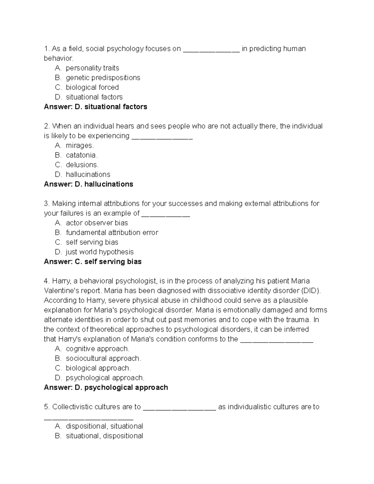 Introduction To Psychology - Social Psychology - Chapter 12 Quiz - As A ...