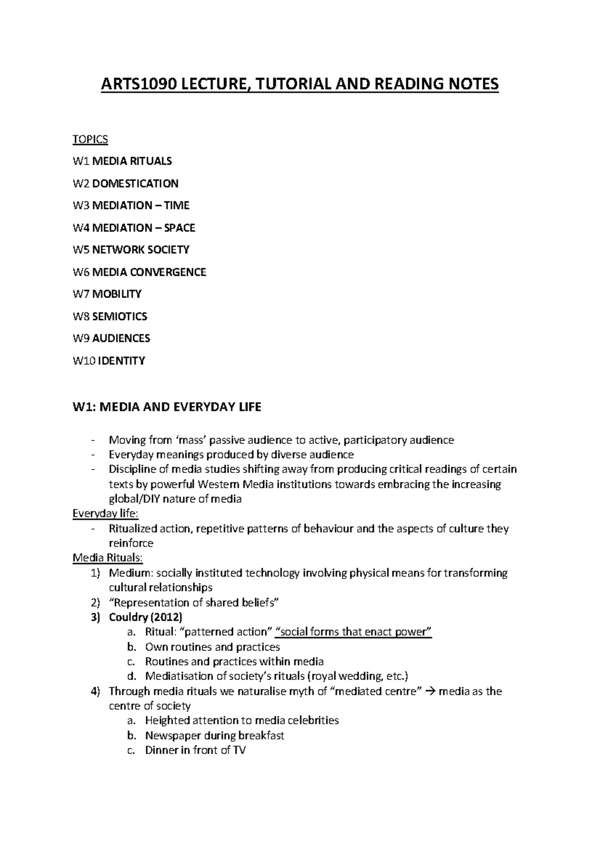 Arts1090-exam-notes-lecture-tutorial-reading-summary-distinction ...