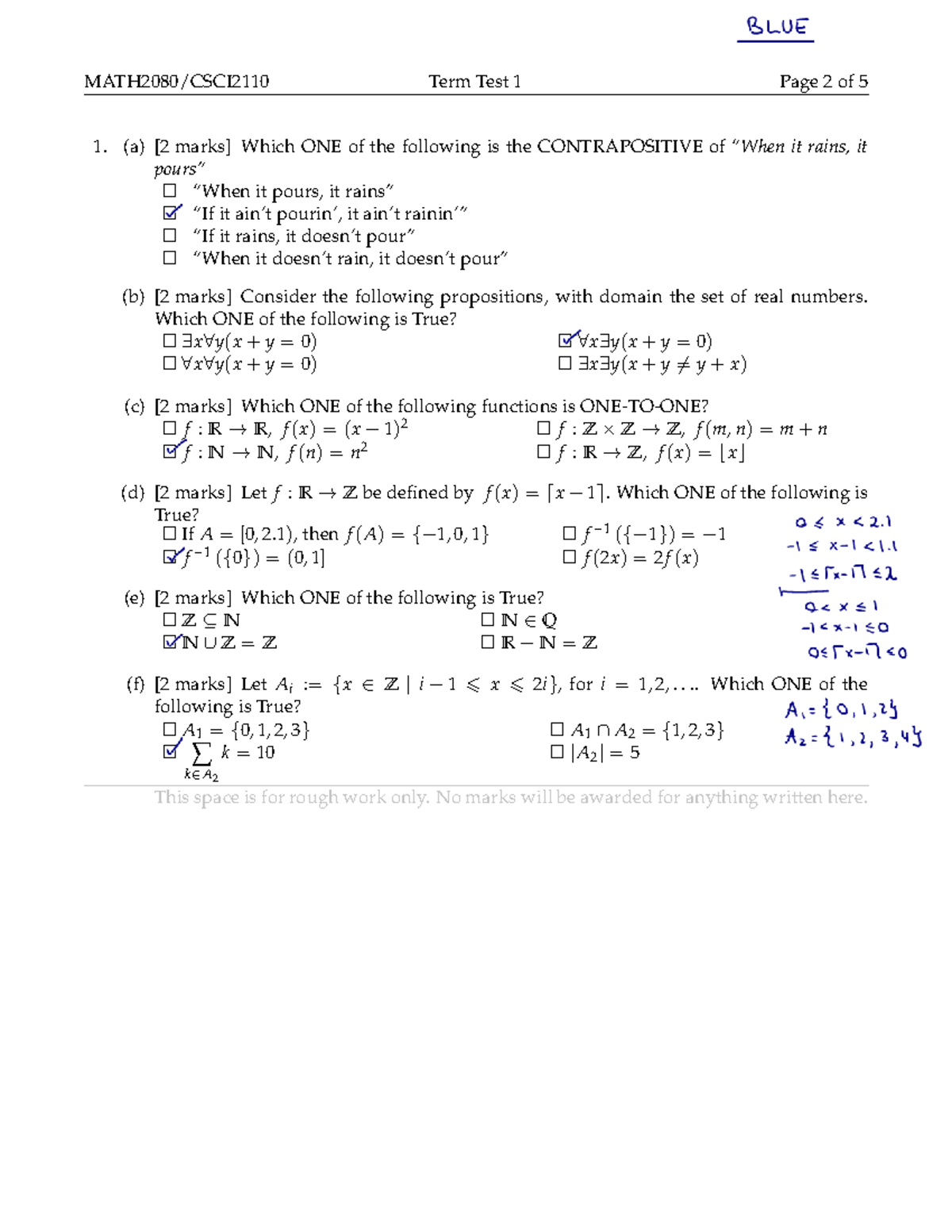 Midterm 01 2019, questions and answers - MATH2080/CSCI2110 Term Test 1 ...