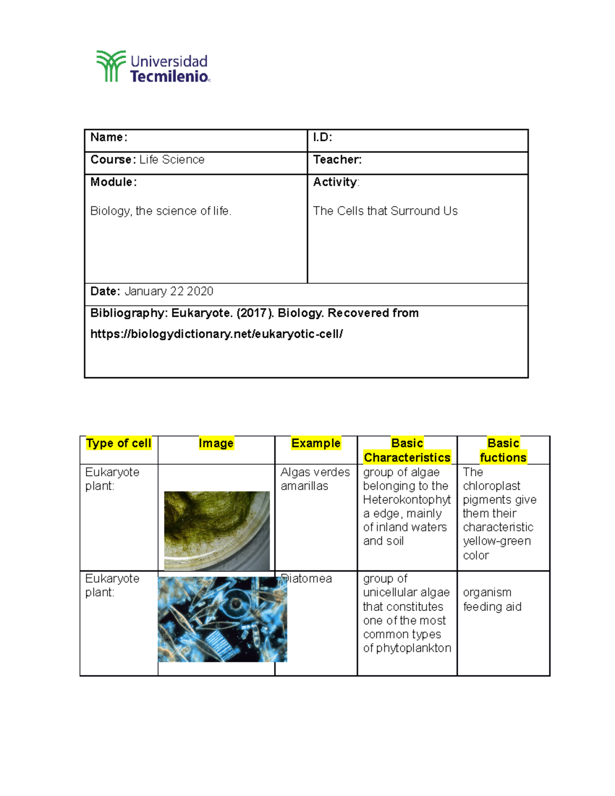 Life Science segundo modulo - Name: I: Course: Life Science Teacher ...
