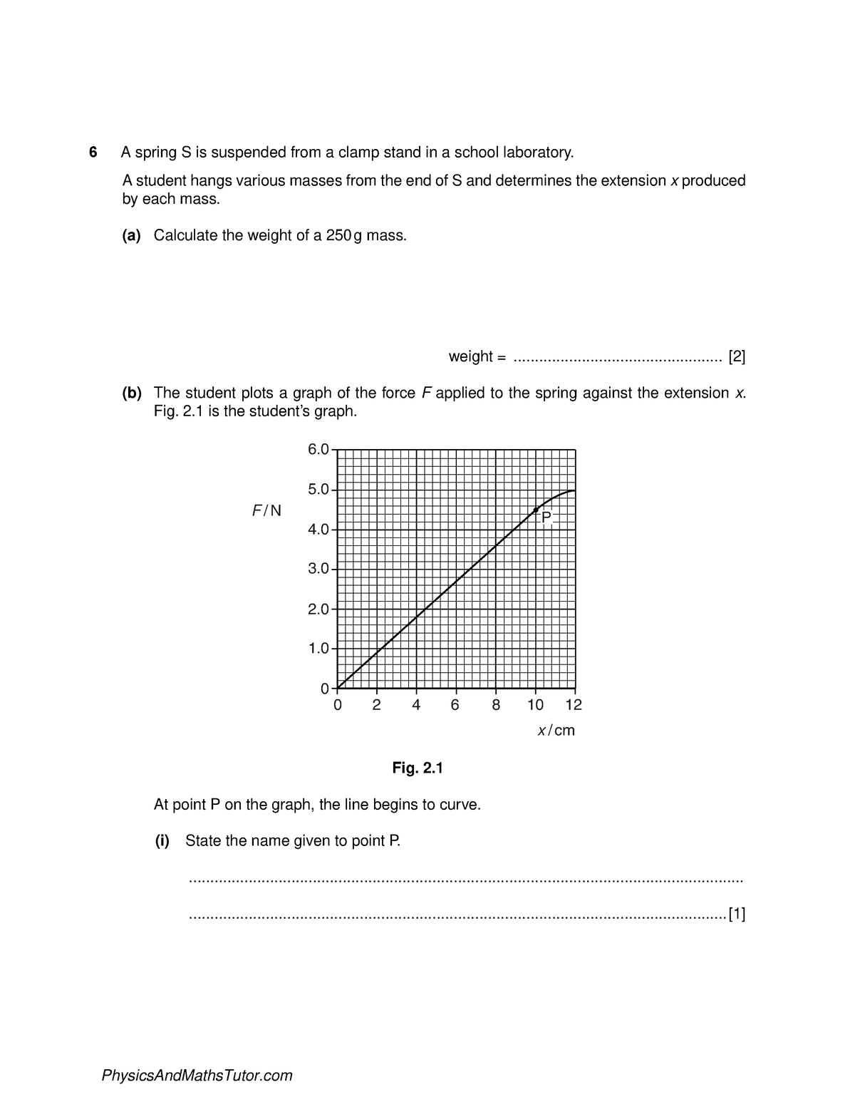 Hooke's Law Structured Questions - 6 A spring S is suspended from a ...