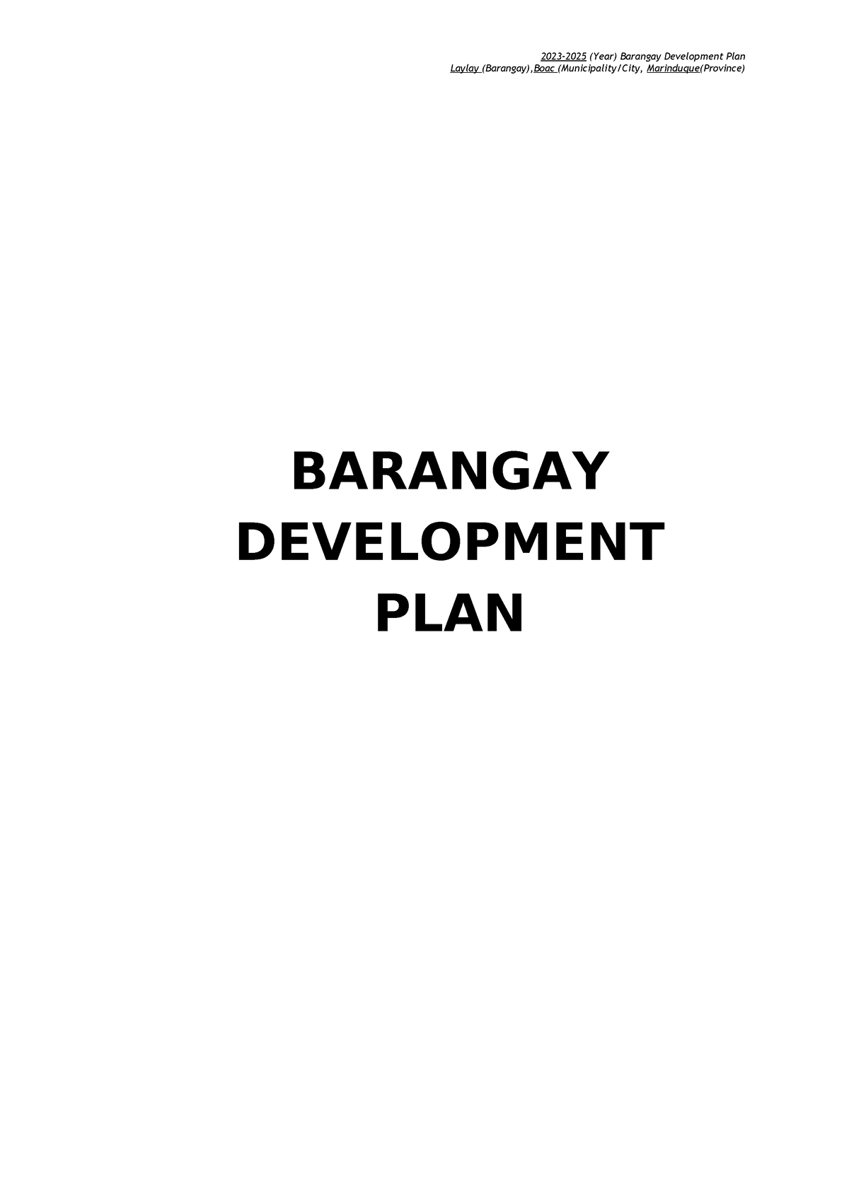 BDP- Final- Template - Laylay (Barangay),Boac (Municipality/City ...