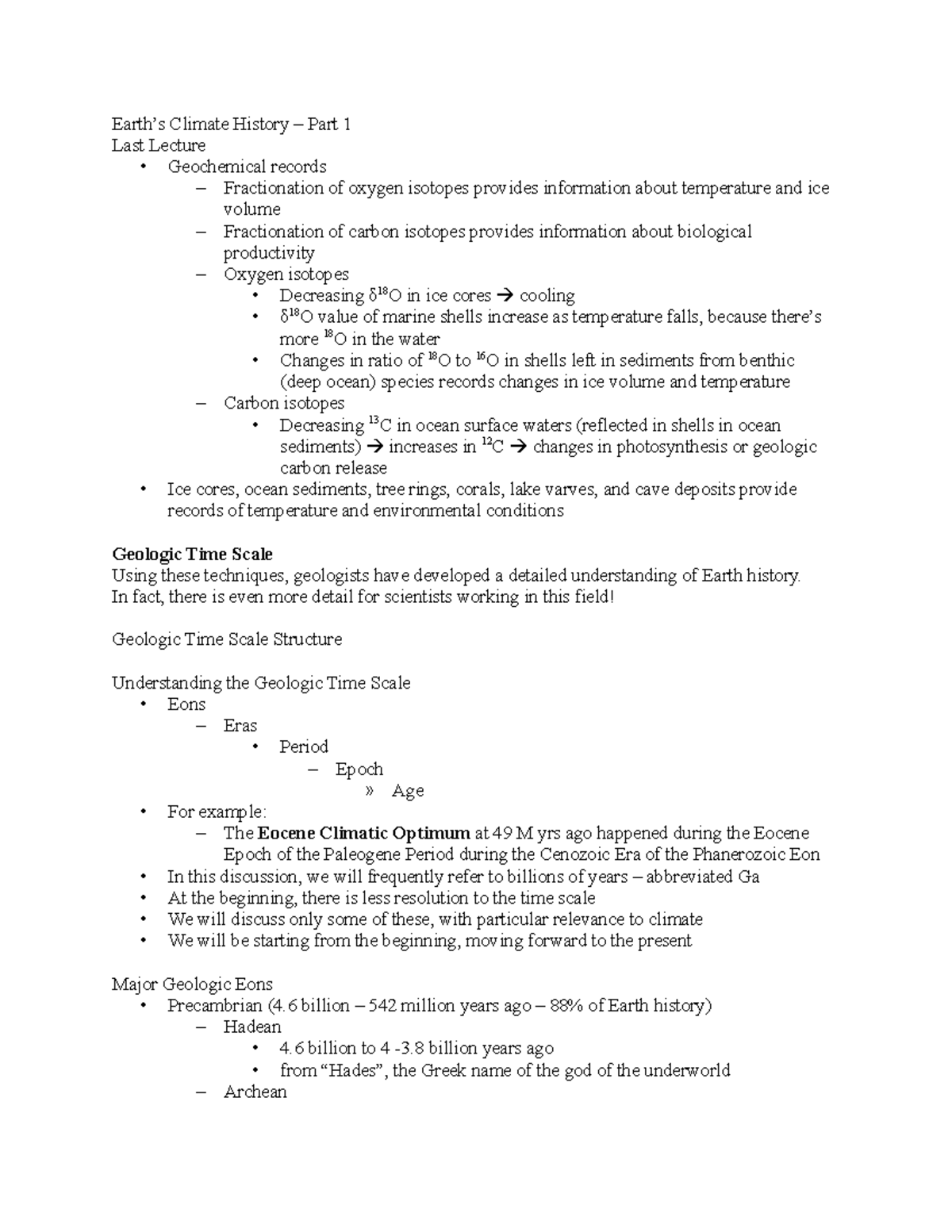 ATM 103 Notes to Upload Lecture 6 - Earth’s Climate History – Part 1 ...
