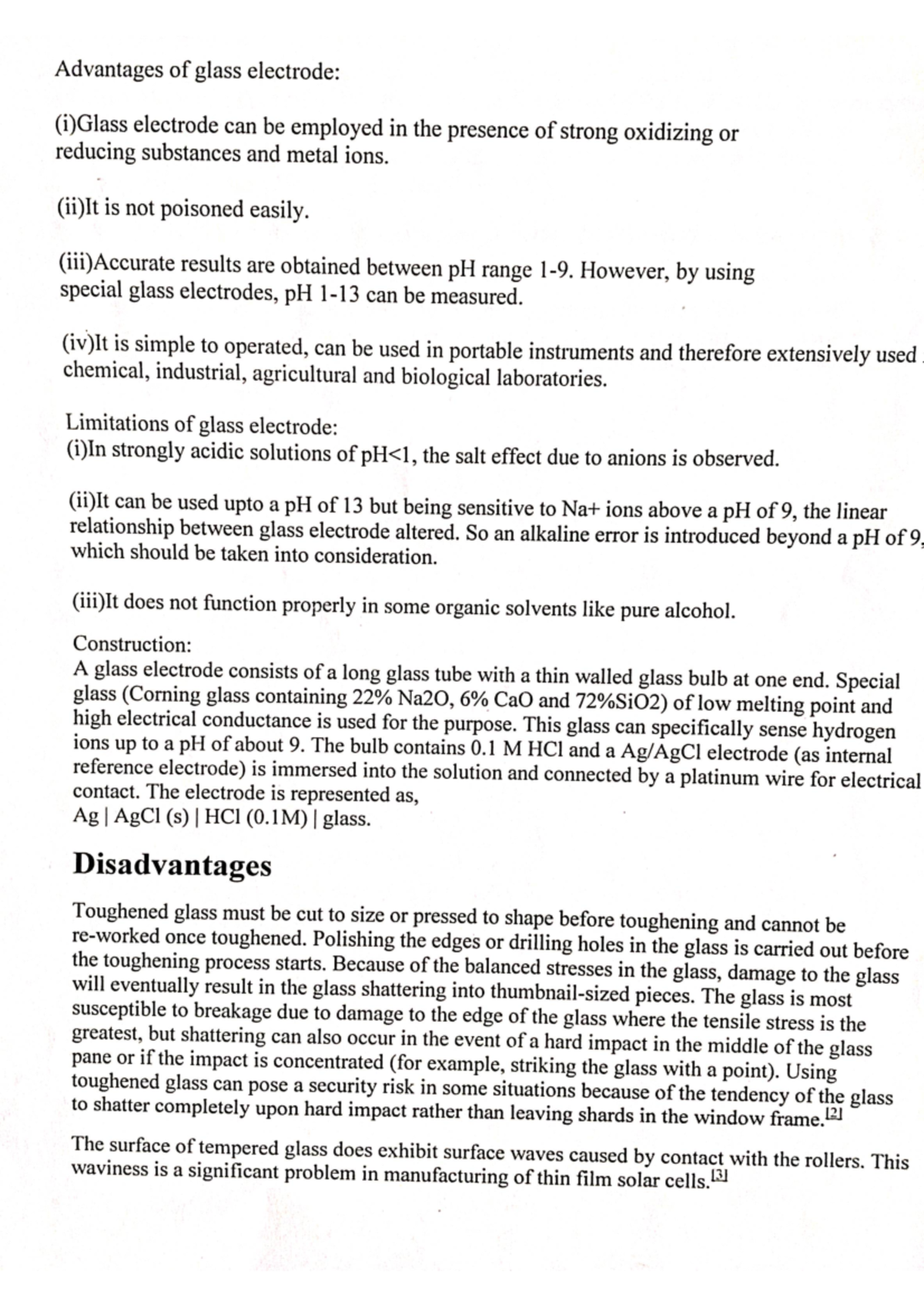 Glass ElectrodeAdvantages and Disadvantages, Current and Storage capacity Engineering