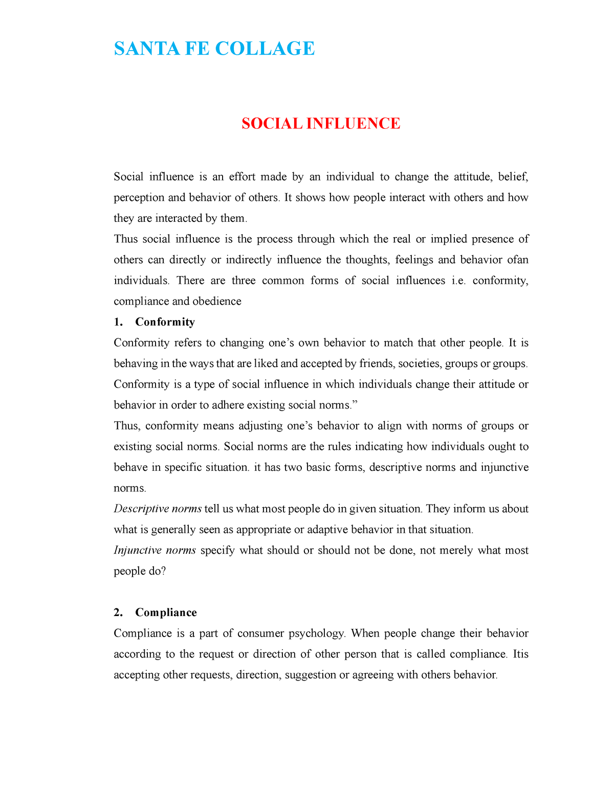 social influence introduction essay