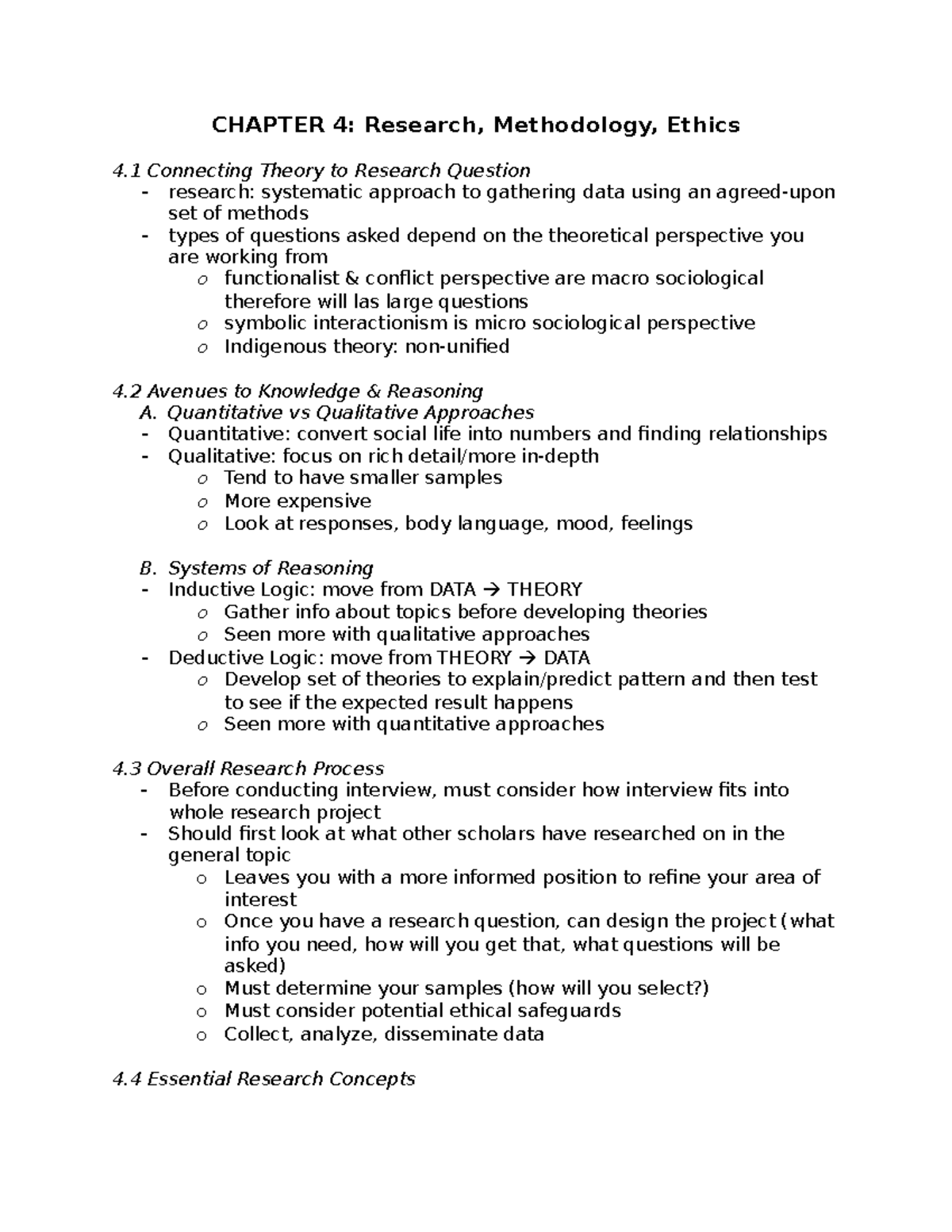 Unit Test 2 - Unit test # 2 notes - CHAPTER 4: Research, Methodology ...