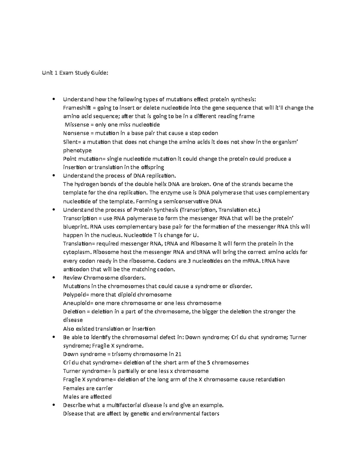 Patho Exam1 Study Guide - Unit 1 Exam Study Guide: Understand how the ...