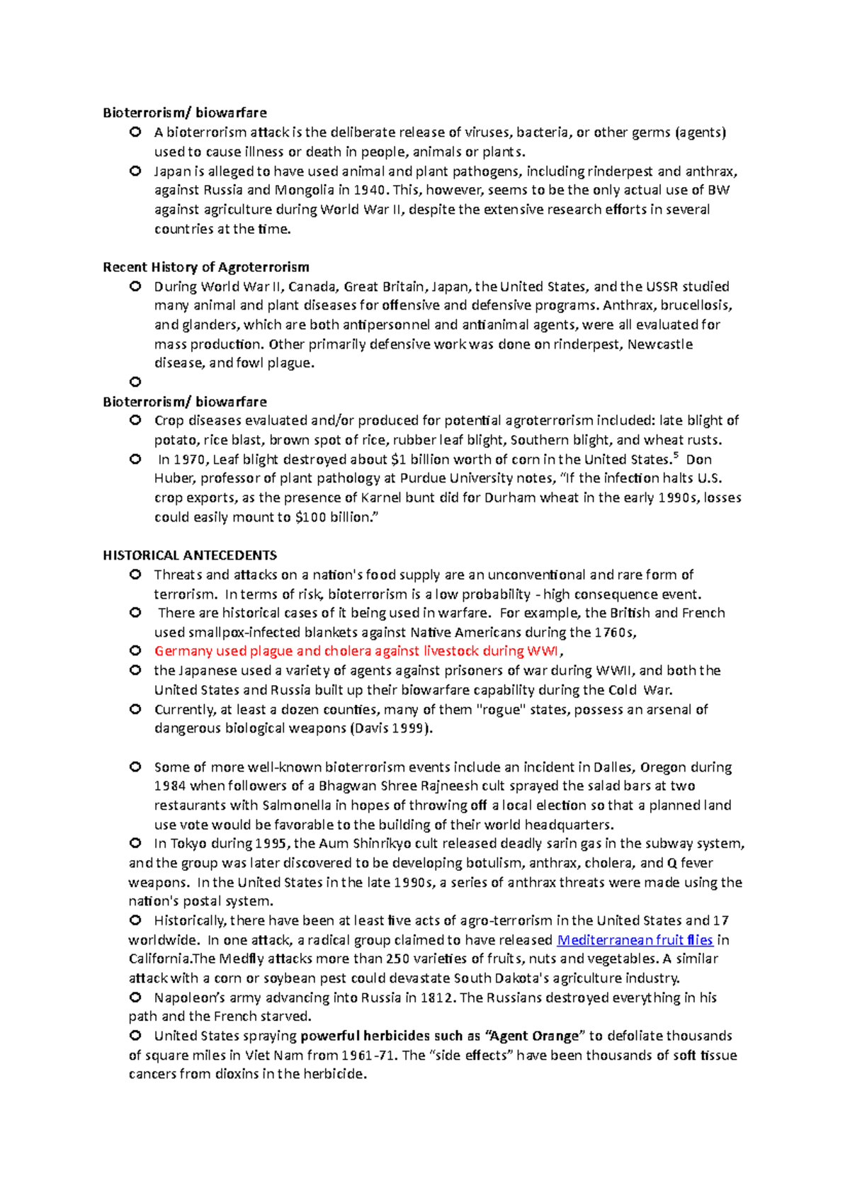 Bioterrorism Biowarfare Bioterrorism/ biowarfare A bioterrorism