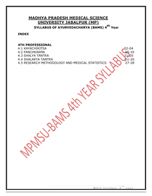 BAMS 4th year Syllabus MADHYA PRADESH MEDICAL SCIENCE