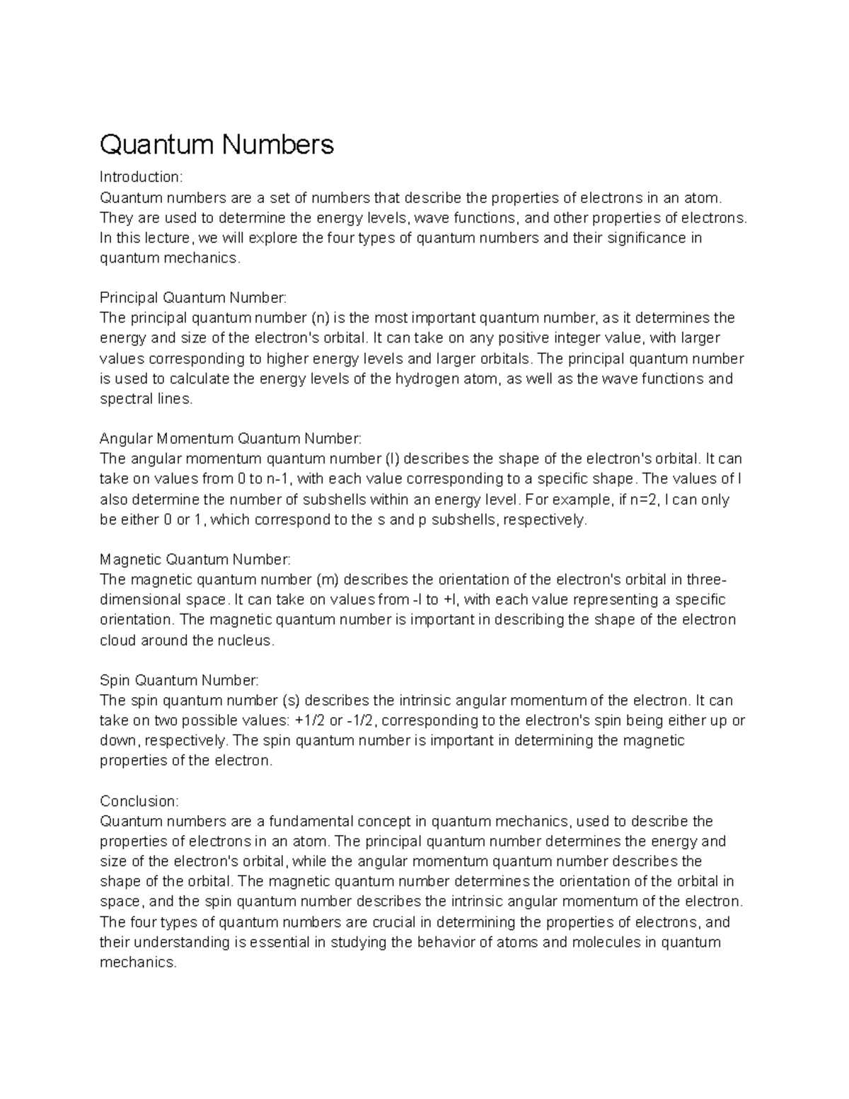 General Physics III (PHY-2040) Lecture 10 - Quantum Numbers - Quantum ...