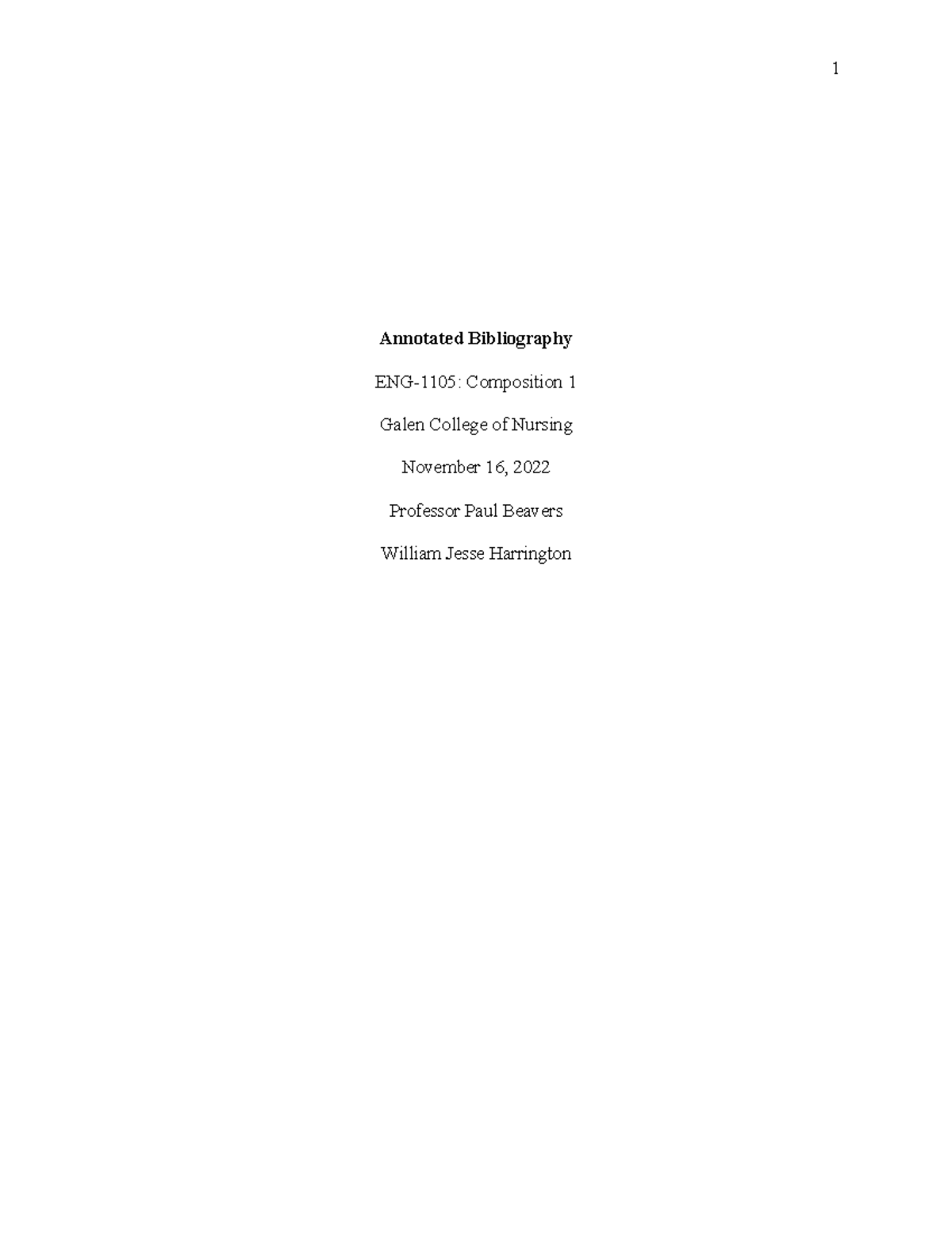 APA Annotated Bibliography Template-1 - 1 Annotated Bibliography ENG