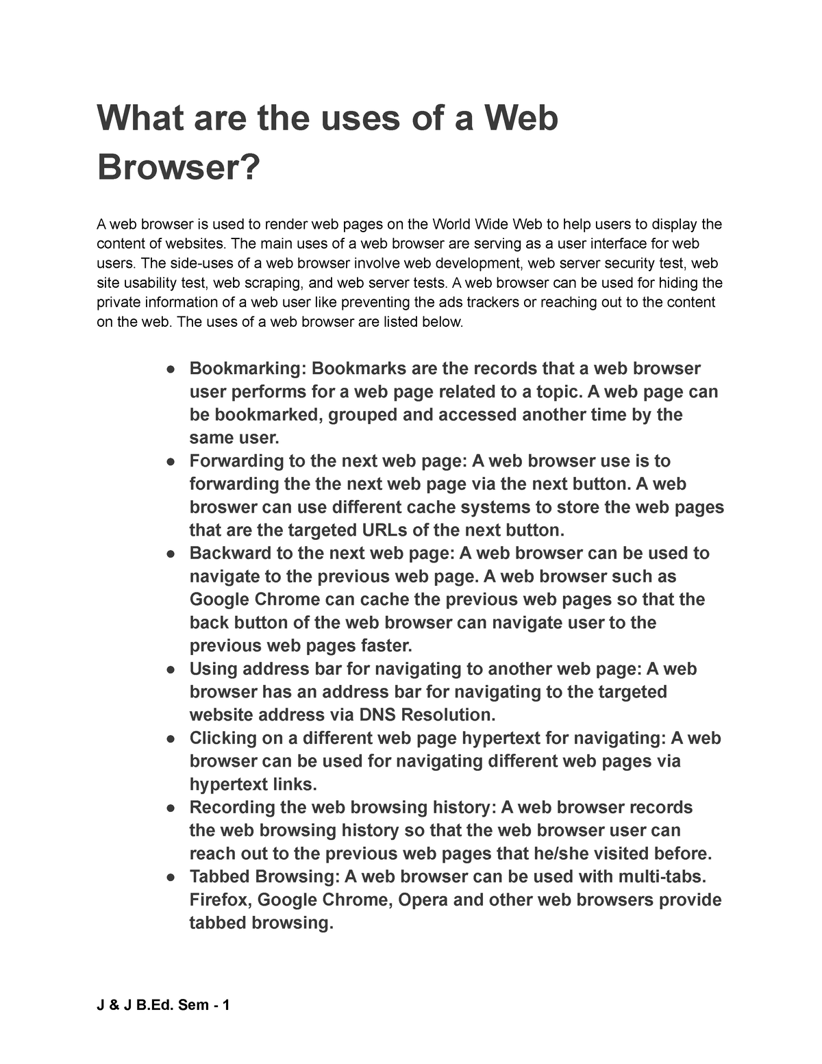 importance of web browser essay