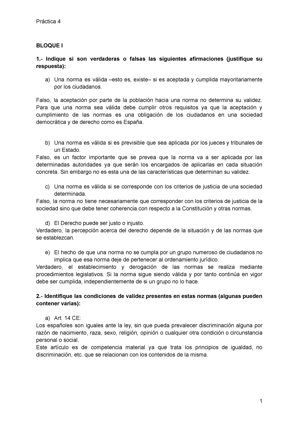 Pr Ctica Practica Bloque I Indique Si Son Verdaderas O Falsas Las Siguientes