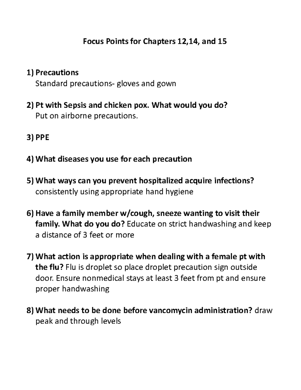 Focus Points for Chapters 12, 14, 15 Focus Points for Chapters 12,14