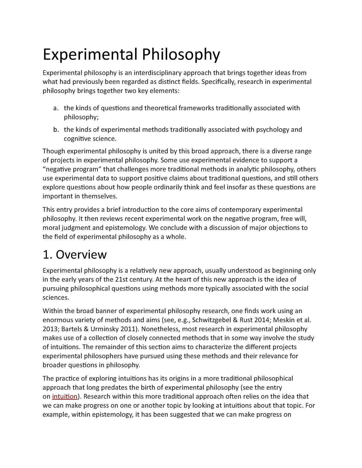 intention experimental philosophy