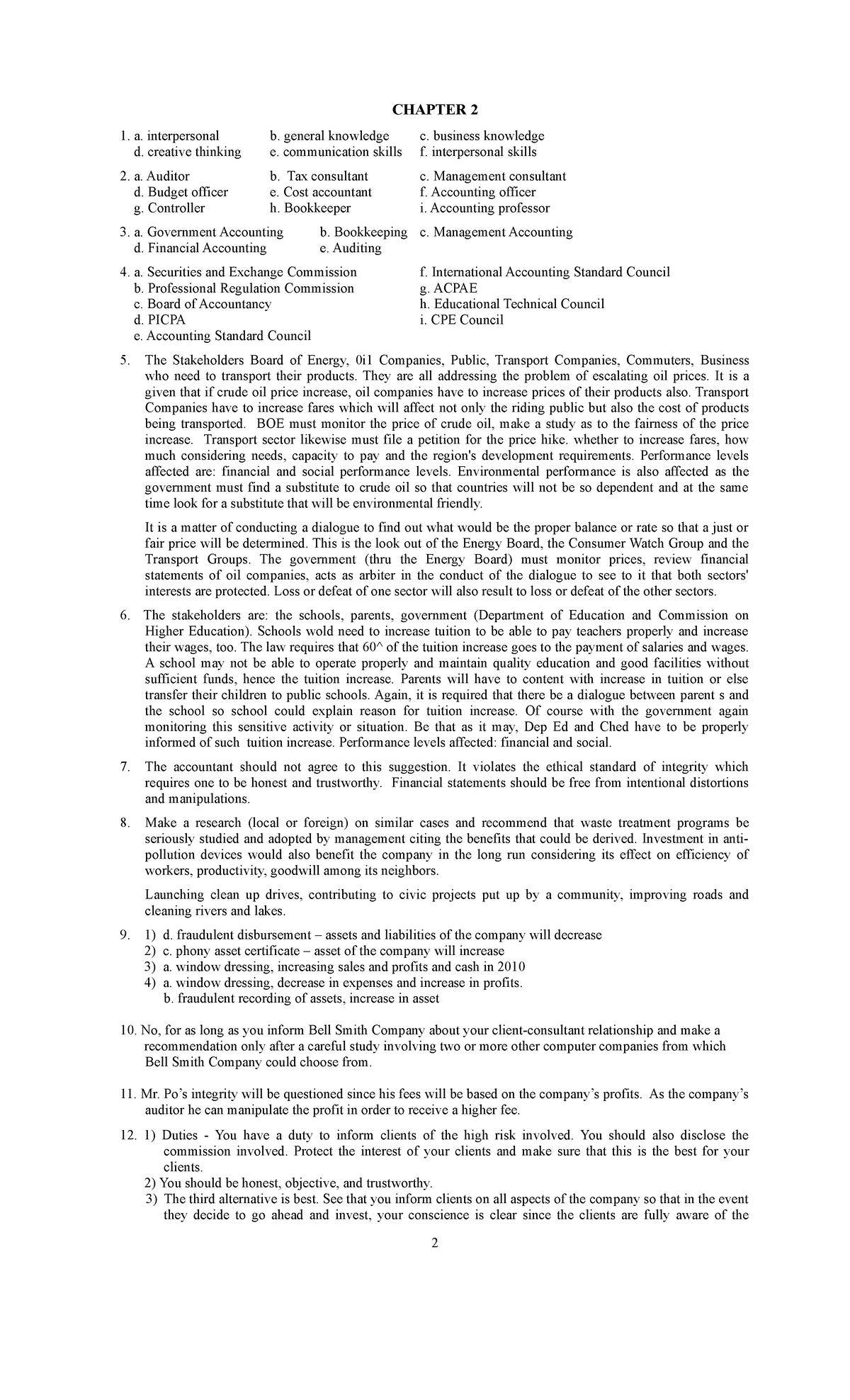 Chapter 2 (accounting process) - CHAPTER 2 a. interpersonal b. general ...