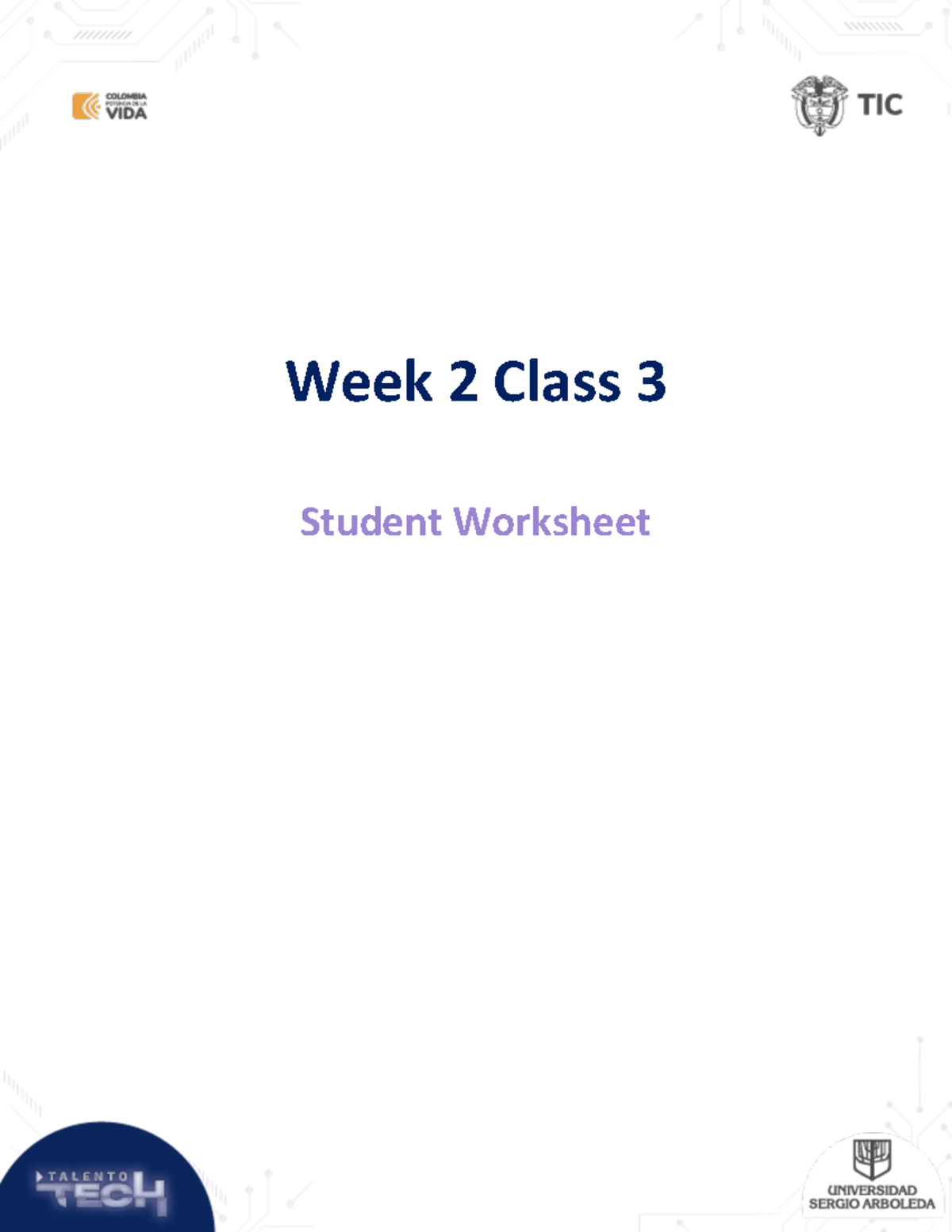 W2 C3 Student Worksheet - Week 2 Class 3 Student Worksheet Language ...