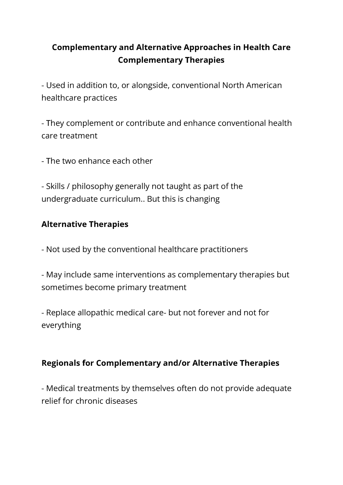 Complementary And Alternative Approaches In Health Care S 