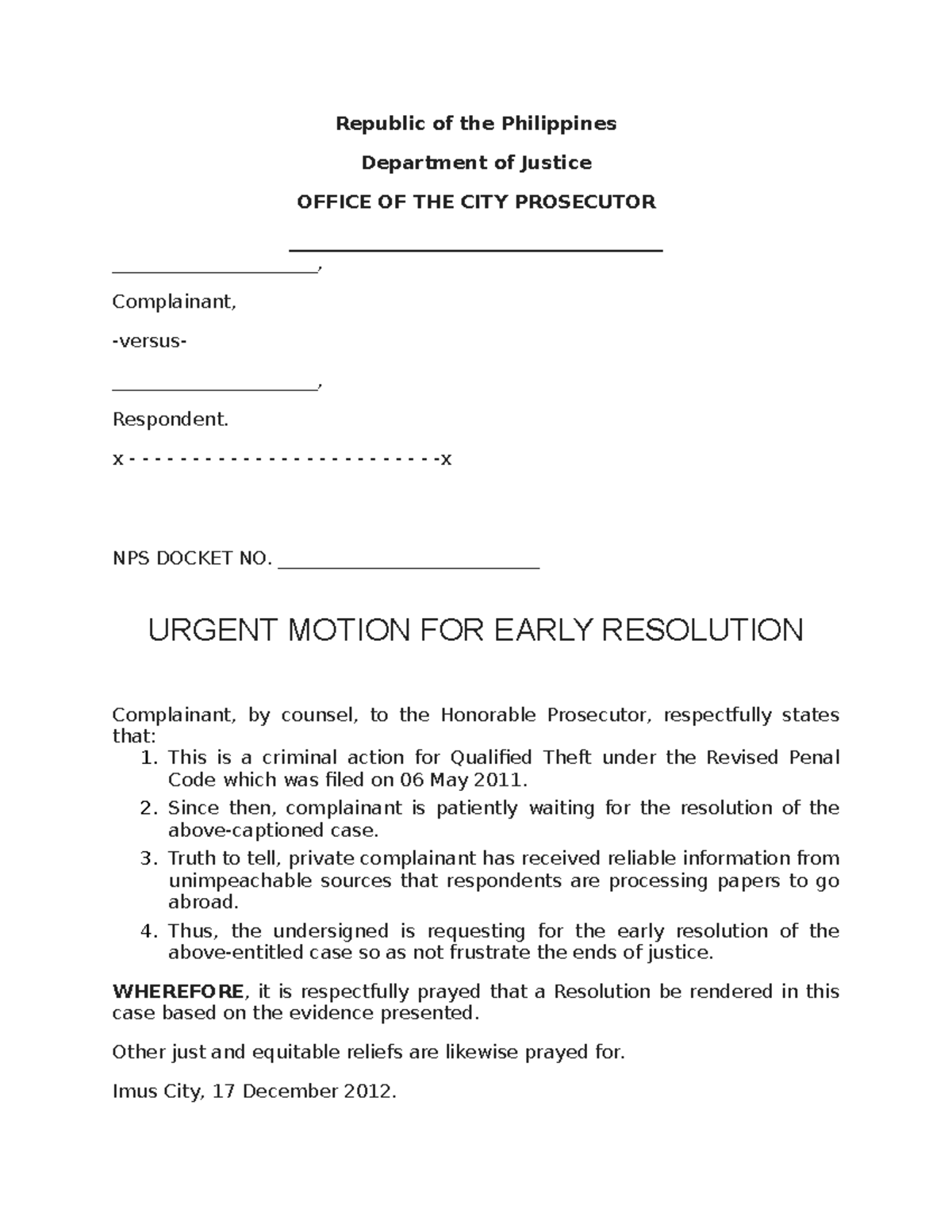 urgent-motion-for-early-resolution-republic-of-the-philippines