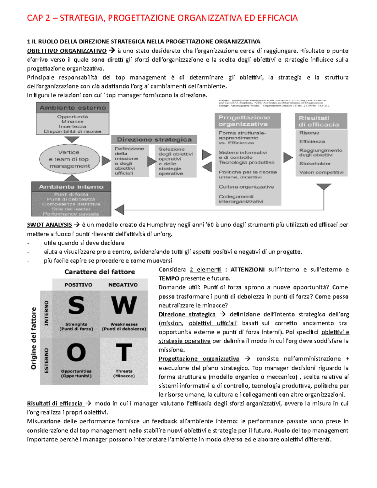 Cap 2 - Riassunto Cap 2 Libro Richard Daft "Organizzazione Aziendale ...