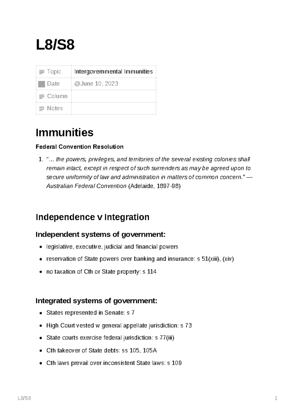 Intergovernmental Immunities - L8/S Topic Intergovernmental Immunities ...