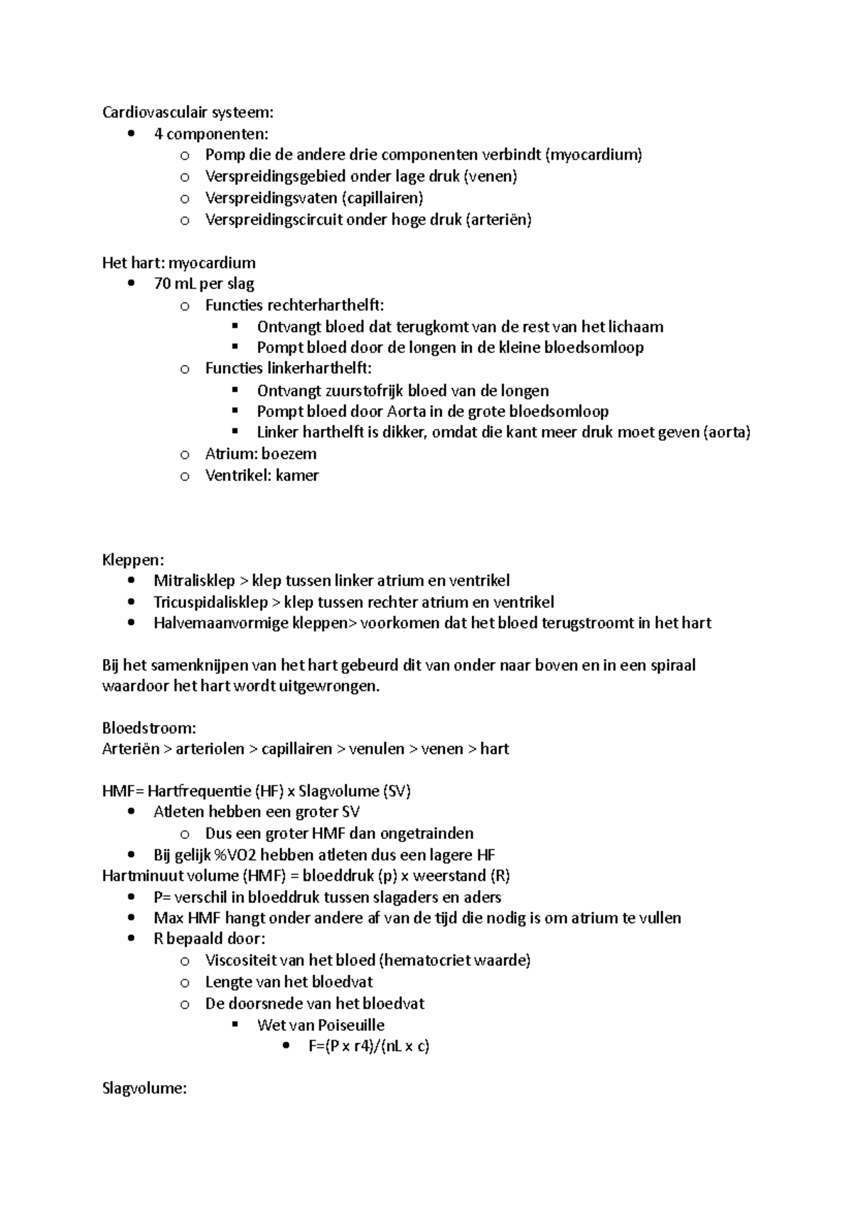 IF Deel Twee 1 - College Aantekeningen IF - Cardiovasculair Systeem: 4 ...