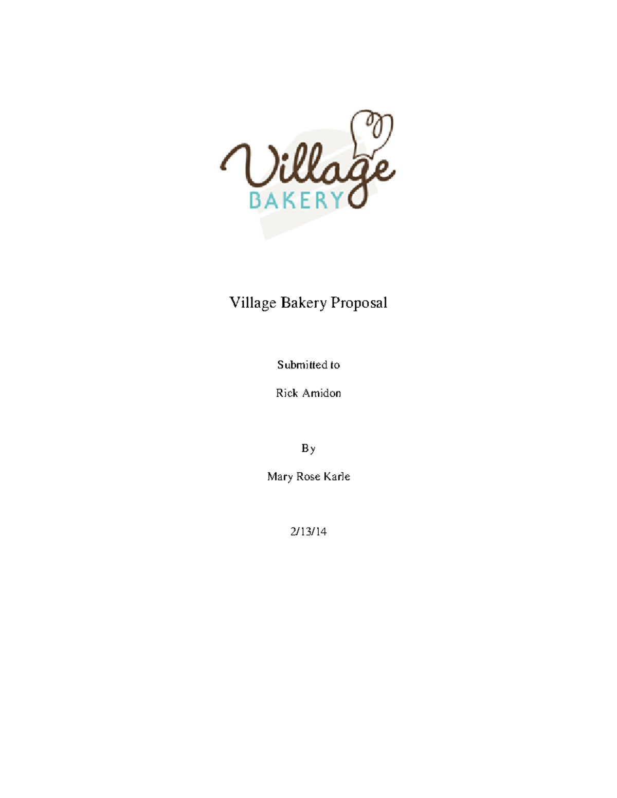Business-proposal - df flv - Village Bakery Proposal Submitted to Rick ...