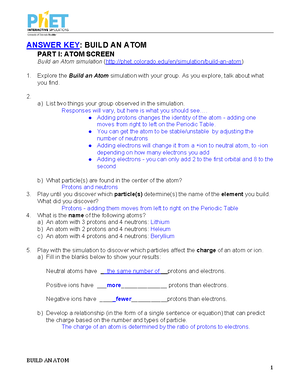 Answer KEY Build AN ATOM uywqyyewoiqy ieoyqi eywoiq yoie - ANSWER KEY :  BUILD AN ATOM - Studocu