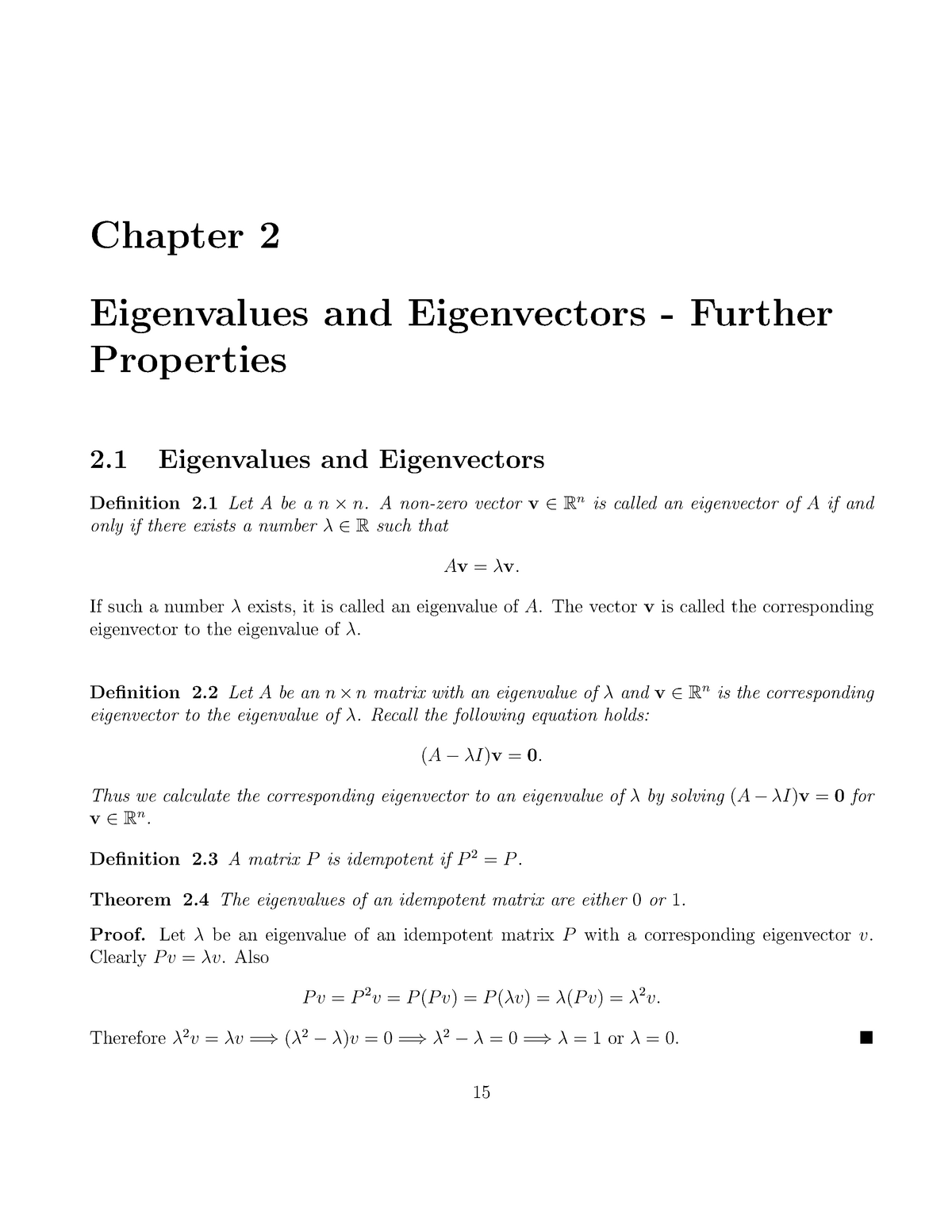 Chapter 2 - Eigenvalues And Eigenvectors - Further Properties - Chapter ...