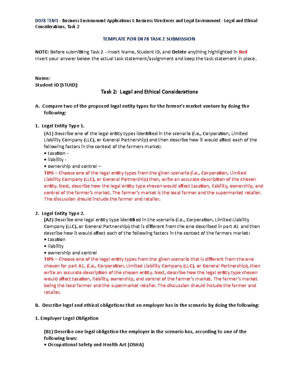 D078 Task 2 Template - dfrfe wer wer wer wer wer wer wer wer wer - D078 ...