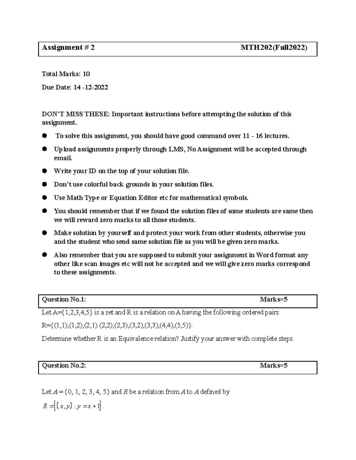 mth601 assignment 2 solution fall 2022