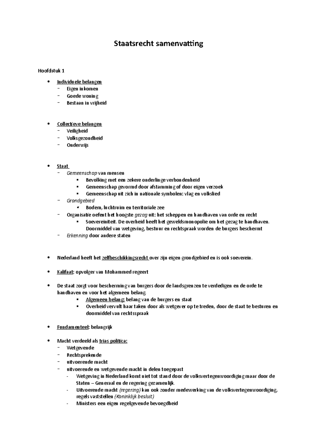 Staatsrecht Samenvatting - Staatsrecht Samenvaing Hoofdstuk 1 ...