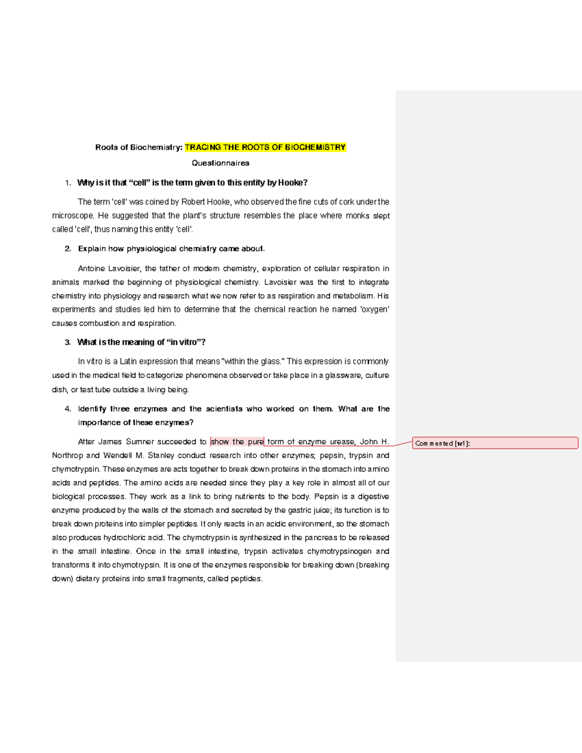 BIO - TRACING THE ROOTS OF BIOCHEMISTRY - Roots of Biochemistry ...