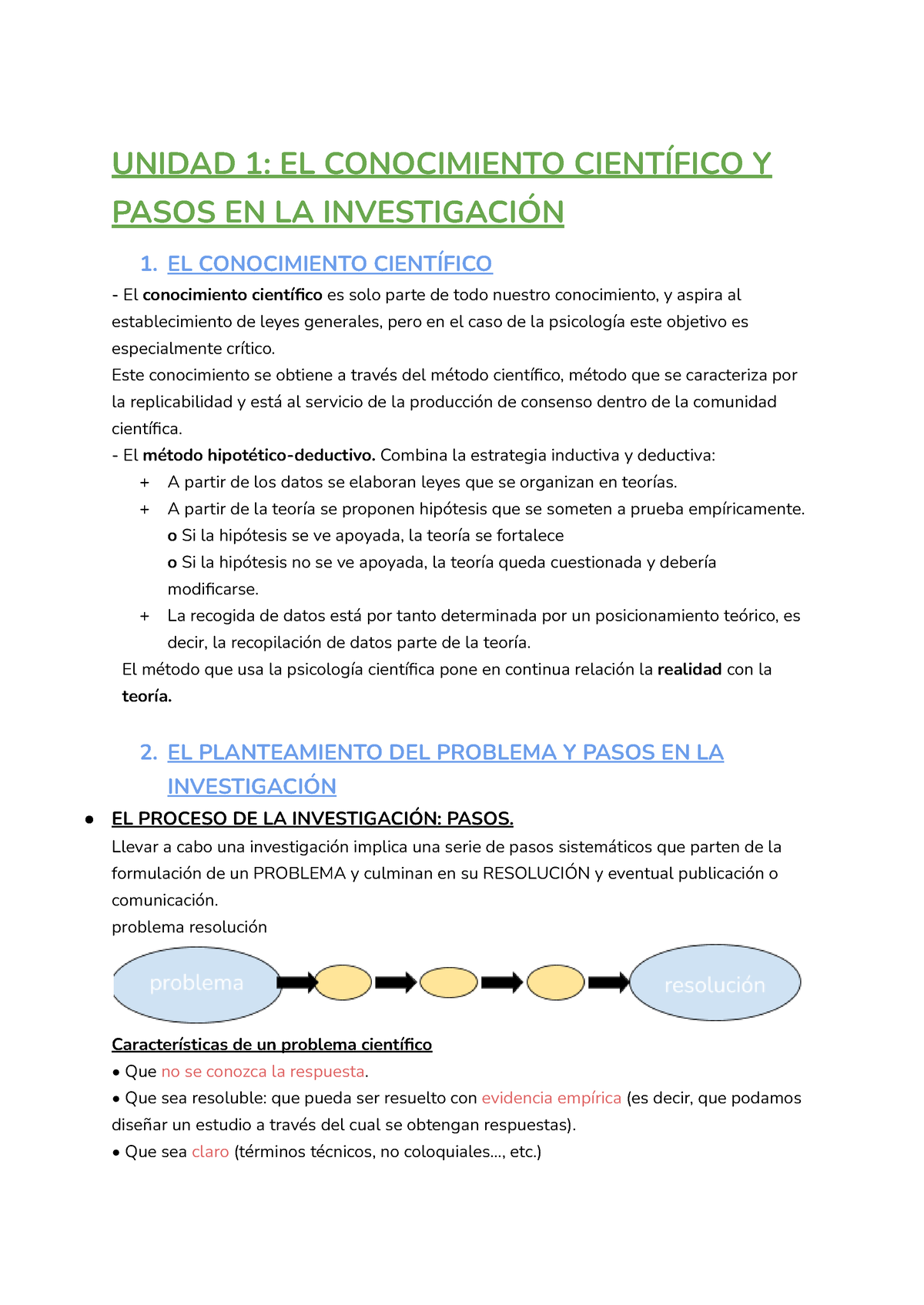 Unidad Temática 1   UNIDAD 1: EL CONOCIMIENTO CIENTÍFICO Y PASOS EN LA