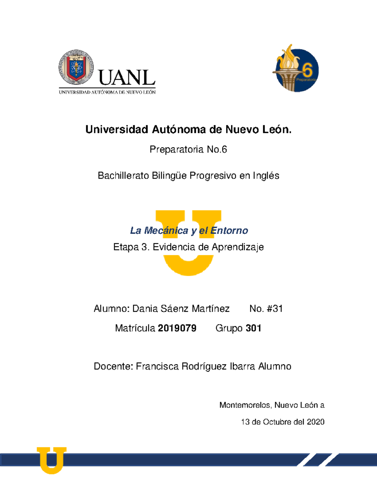 EVIDENCIA 3 LME - Universidad Autónoma de Nuevo León. Preparatoria No ...