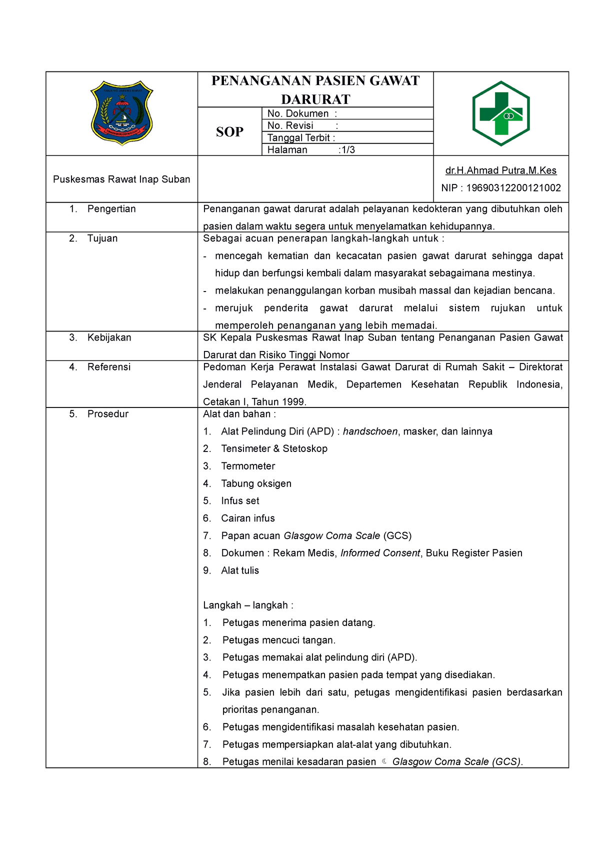 139 = 7-6-2-EP2 SOP Penanganan Pasien Gawat Darurat - PENANGANAN PASIEN ...