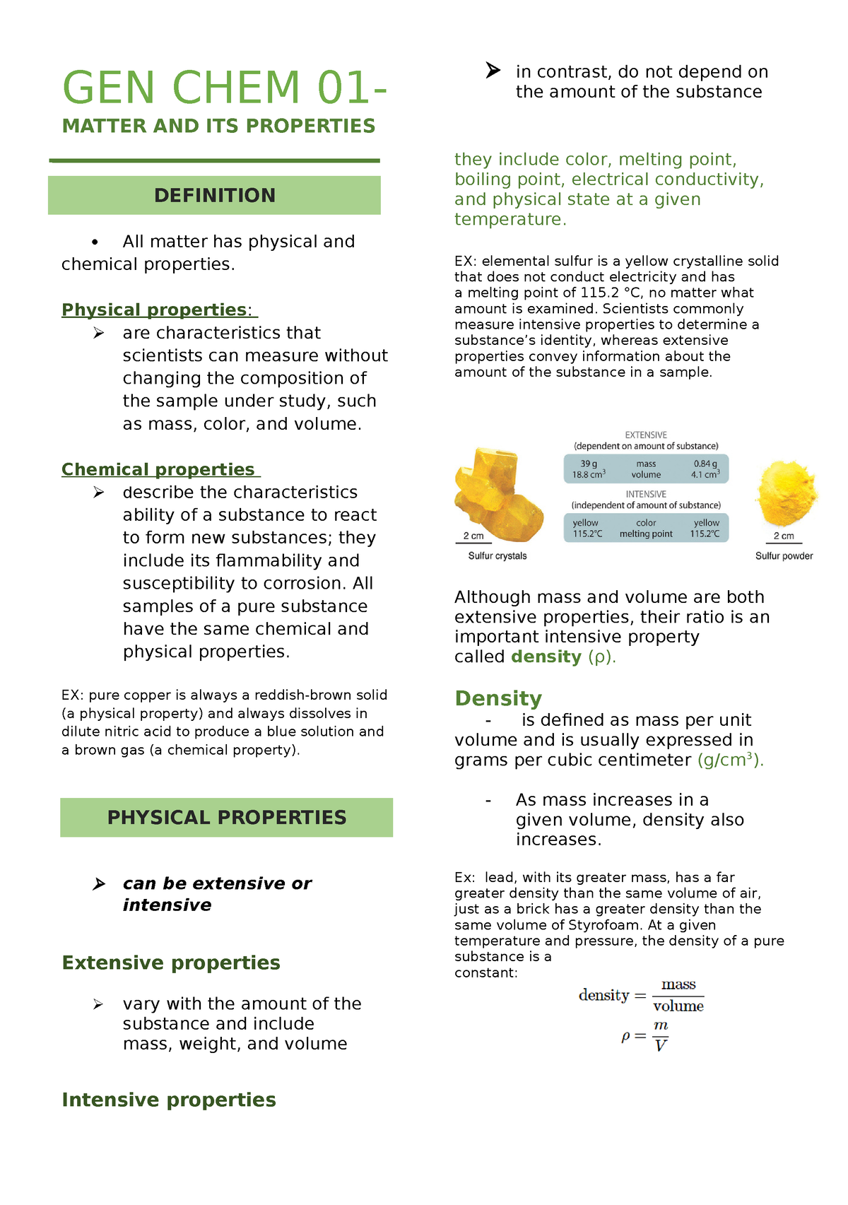 GEN CHEM 01 Summary - GEN CHEM 01- MATTER AND ITS PROPERTIES All Matter ...