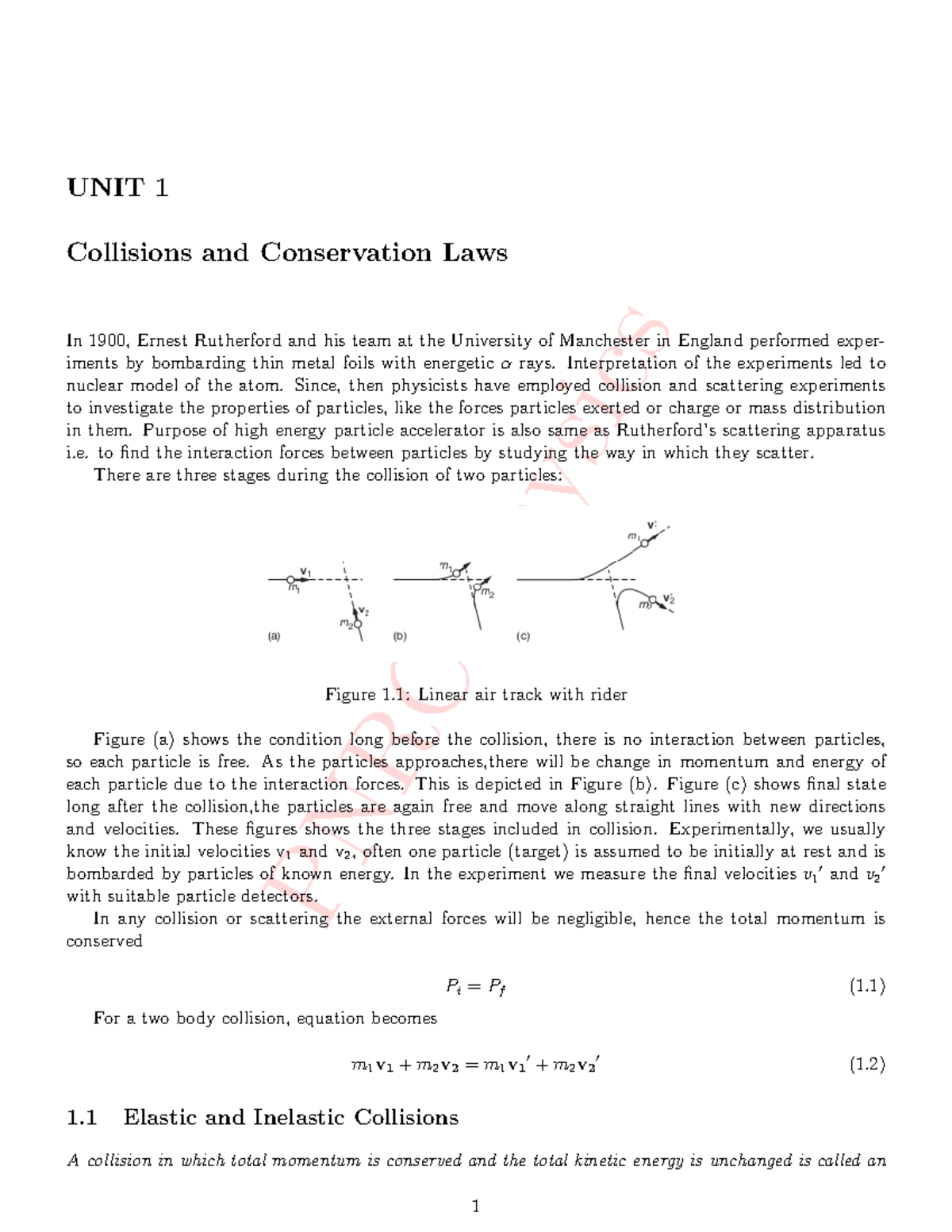 Collision Bsc physics reference books PNRC Physics UNIT 1