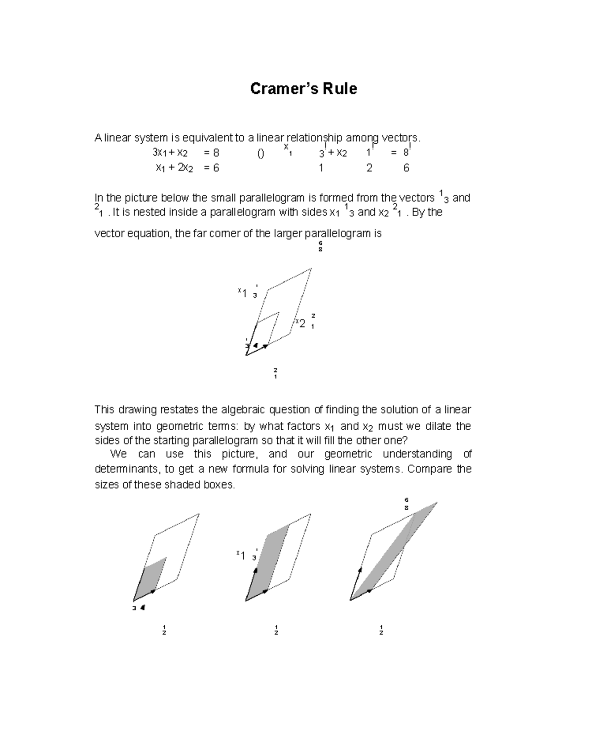 Cramer’s Rule This text covers a standard first course Gauss’s